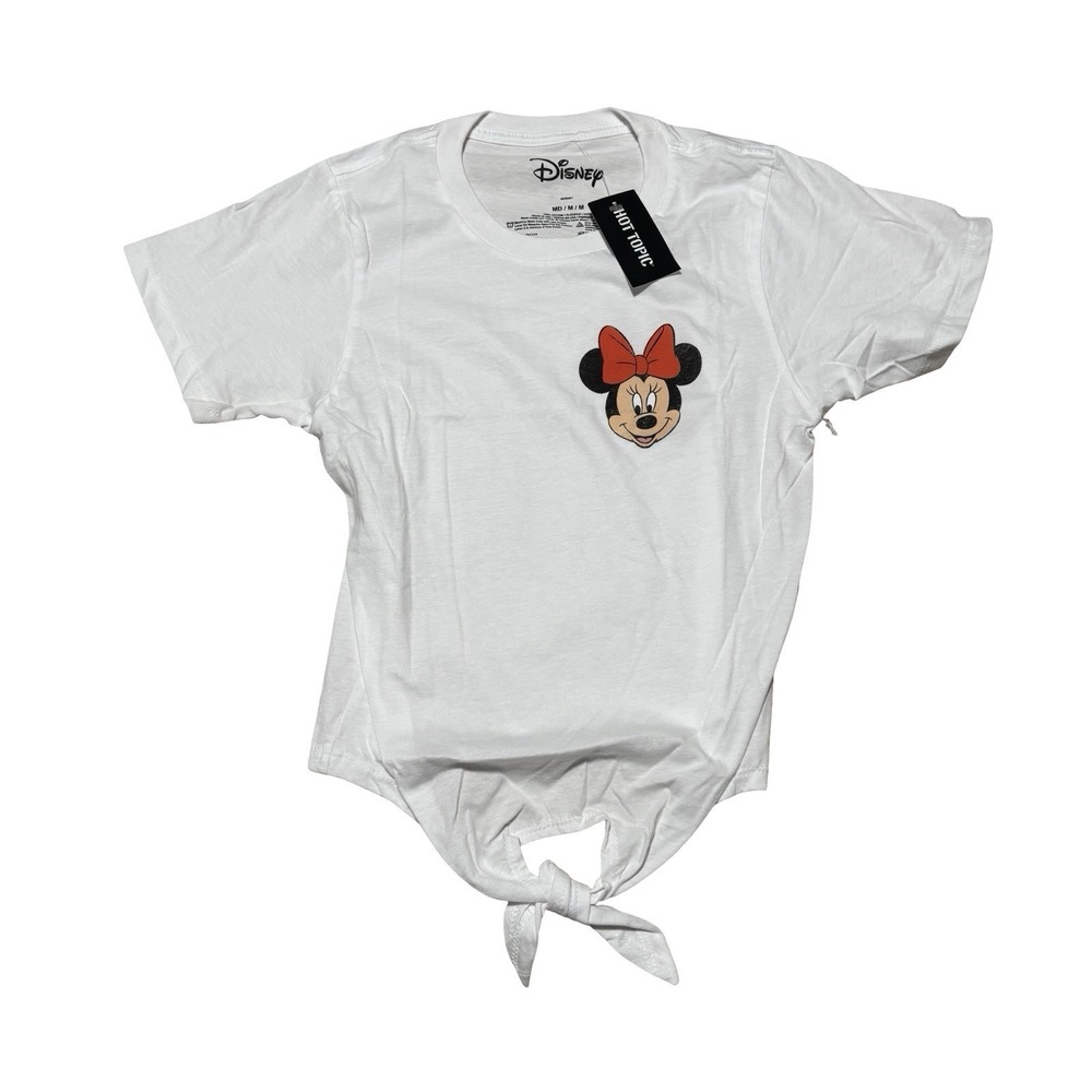 Hot Topic x Disney Youth Girls Minnie Mouse Front Tie T Shirt Size M 14 x 20